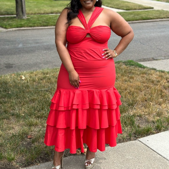 Red Ruffle Dress - Picture 2 of 2